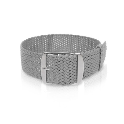 Bracelet-montre en perlon gris clair, 18 mm