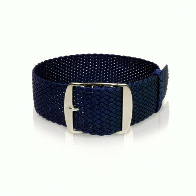 Bracelet-montre en perlon bleu nocturne, 20mm