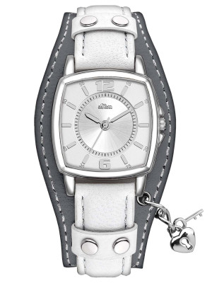 s.Oliver bracelet-montre en cuir blanc SO-2383-LQ