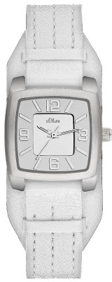s.Oliver bracelet-montre en cuir blanc SO-1939-LQ