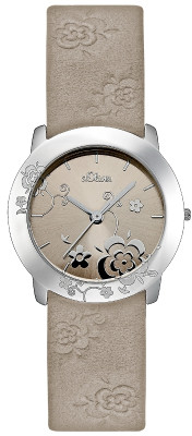 s.Oliver bracelet de montre en cuir beige SO-1961-LQ