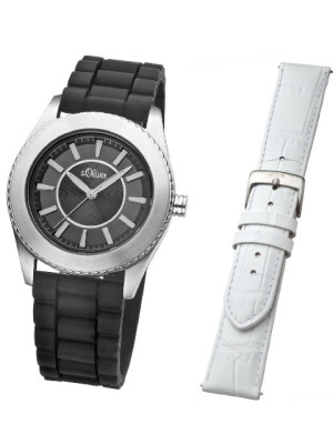 s.Oliver bracelet-montre en cuir blanc SO-1995-LQ
