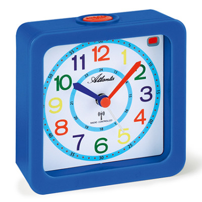 Atlanta 1853/5 blue radio controlled alarm clock with time teaching dial