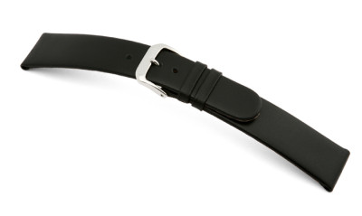 Bracelet-montre en cuir Merano 16mm noir lisse