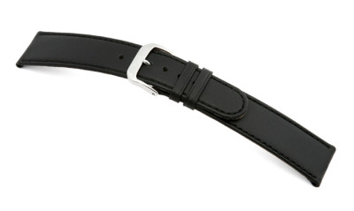 Leather strap Louisville 16mm black sleek