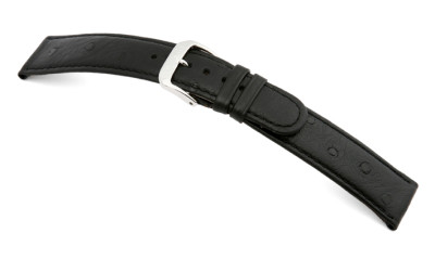 Leather strap Dundee 16mm black with ostrich grain