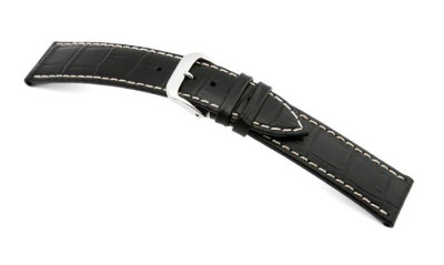 Leather strap Saboga 19mm black with alligator embossment