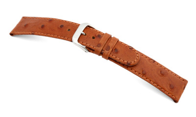 Leather strap Dundee 12mm cognac with ostrich grain