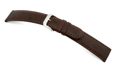 Leather strap Dundee 16mm mocha with ostrich grain