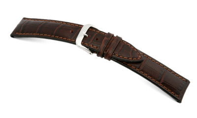 Bracelet-montre en cuir Jackson 22mm moka avec marque d'alligator