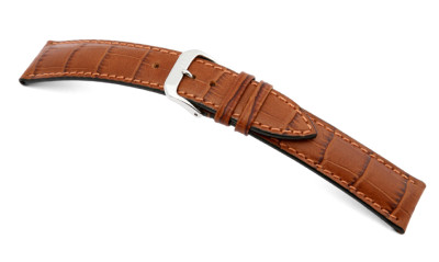 Bracelet-montre en cuir Jackson 16mm cognac avec marque d'alligator