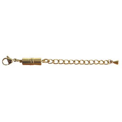 Magnet closure with snap hook and extension chain, stainless steel yellow