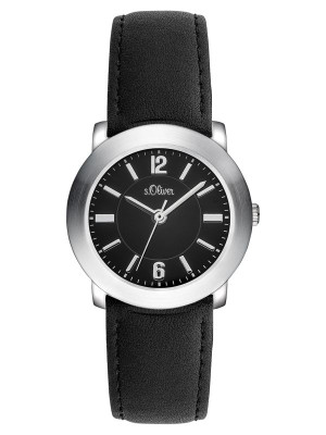 s.Oliver bracelet-montre en cuir noir SO-3389-LQ