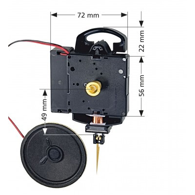 Quartz pendulum clock movement Hermle 2214, HSL 15mm, Westminster or Bim Bam