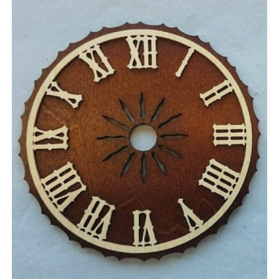 Wijzerplaat bruin hout met Romeinse cijfers voor koekoeksklok Ø: 90 mm
