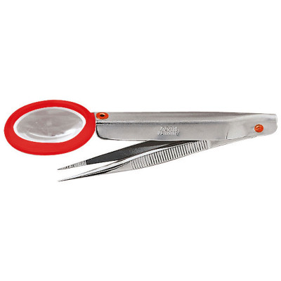 Forceps with magnifying glass 3x magnification 80mm