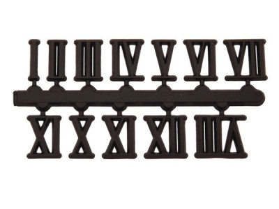 Number set 1-12, plastic, black, 20mm, Roman numerals