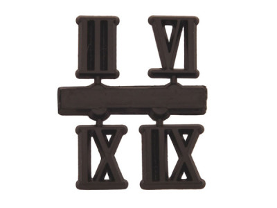 Cijferset 3-6-9-12 kunststof 20mm zwart Romeinse cijfers