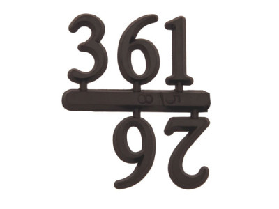 Number set 3-6-9-12, plastic 10mm, black, Arabic numerals