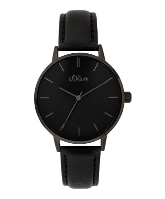 s.Oliver imitatieleer horlogebandje zwart SO-3647-LQ