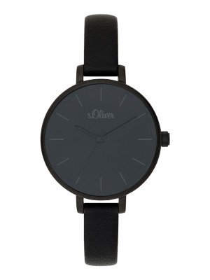s.Oliver imitatieleer horlogebandje zwart SO-3654-LQ