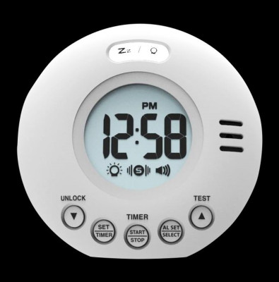 Alarm clock for deep sleeping people, extra loud, white