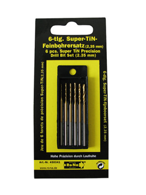 Mini drill set, super TiN, 6 pieces
