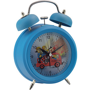 Kids Quartz Twinbell Alarm Clock Firebrigade, blue