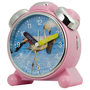 Time teaching quartz alarm clock, Flamingo, rose