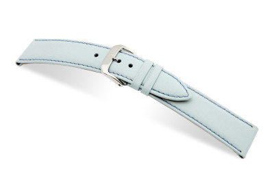 SELVA bracelet en cuir pour changer facilement 24mm bleu glacé avec couture - MADE IN GERMANY