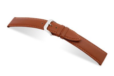 SELVA bracelet en cuir pour changer facilement 18mm cognac avec couture - MADE IN GERMANY