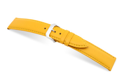 SELVA bracelet en cuir pour changer facilement 24mm jaune avec couture - MADE IN GERMANY