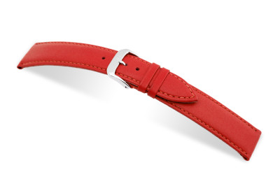 SELVA leather strap for easy changing 16mm red with seam - MADE IN GERMANY