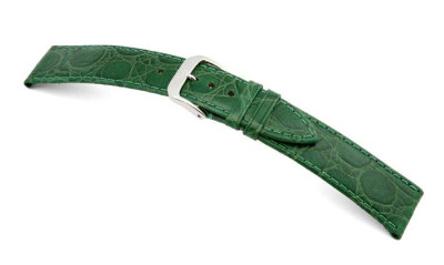 Leather strap Bahia 8mm green with crocodile imprinting