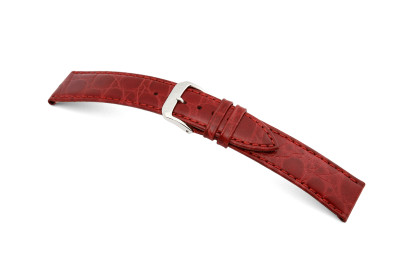 Leather strap Bahia 8mm bordeaux with crocodile leather imprinting