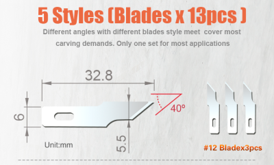 Aluminum Handle Knife Kit 14pcs, SK5 steel blades