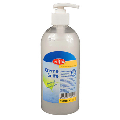Savon crème sensitif dans un distributeur de savon, 500ml