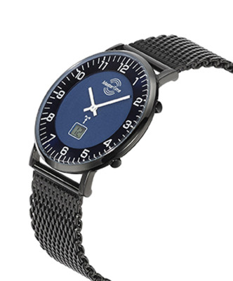 MasterTime radio controlled men's watch Advanced, black / blue - MTGS-10559-32M