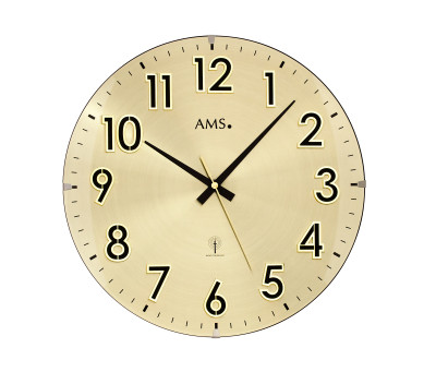 AMS radio-controlled wall clock, brass