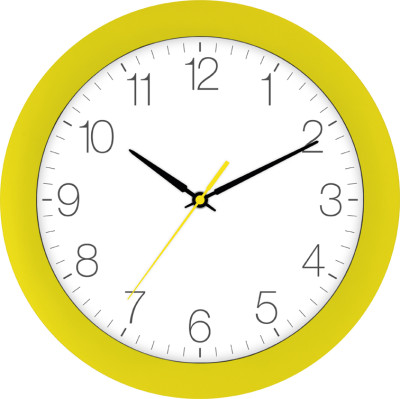 horloge murale radio jaune