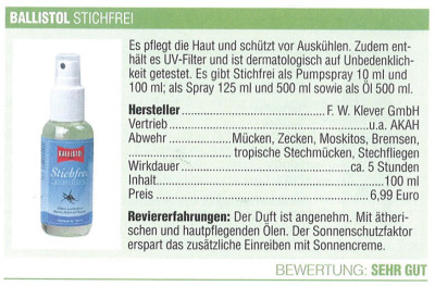 BALLISTOL Stichfrei Pompspray, 20 ml - Tekenafweermiddel en muggenspray