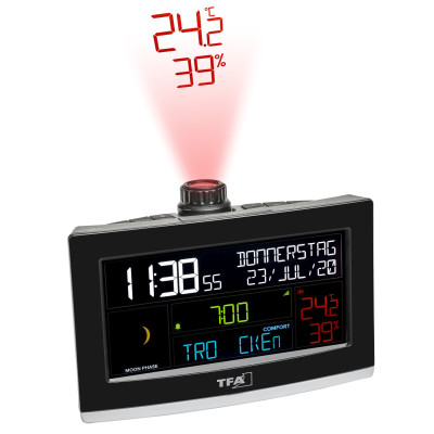 Projection alarm clock with WLAN connection and professional weather forecast