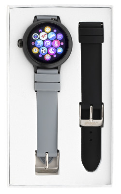 Fitness tracker / smartwatch met verwisselbare polsband zwart/ grijs