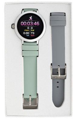 Fitness tracker / smartwatch met verwisselbare polsband groen/ grijs