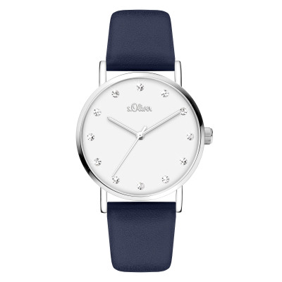 s.Oliver SO-4109-LQ synthetic leather blue 18mm