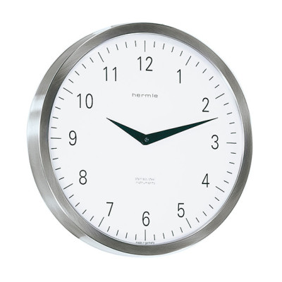 Hermle radio-controlled wall clock, silver