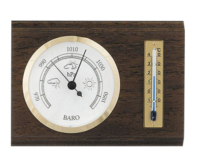 Baro- en Thermometer Notenhout