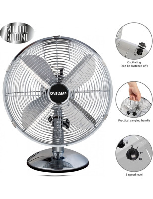 Power fan 35 watts - chromed metal, low noise, three settings