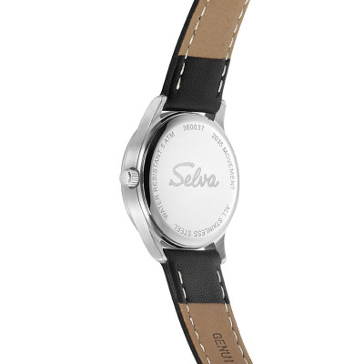 SELVA kwarts horloge met leren band Witte wijzerplaat, Ø 27mm