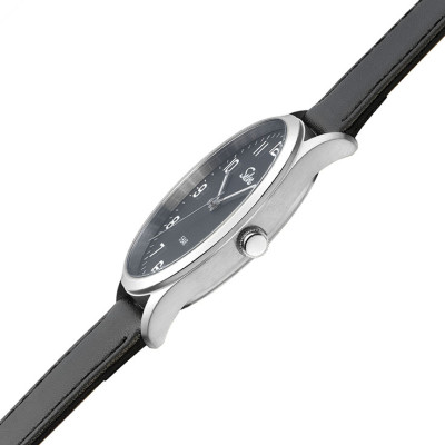 SELVA montre-bracelet à quartz avec bracelet en cuir cadran noir Ø 39mm